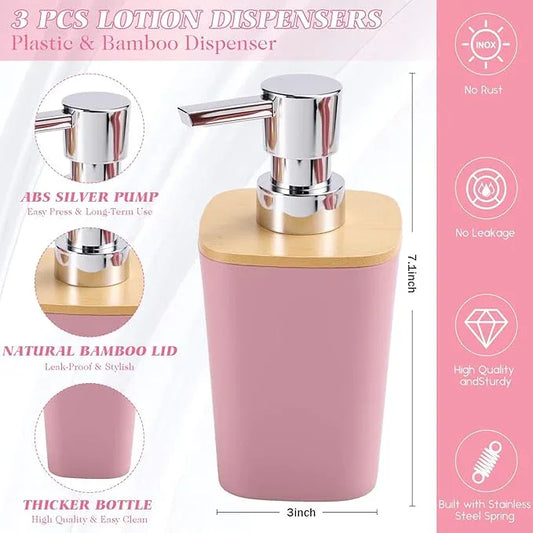 XLHOMO Pink Bathroom Accessories, Bathroom Accessories Set with Trash Can, Soap Dispenser, Toothbrush Holder, Toothbrush Cup, Soap Dish, Toilet Brush, Tray and Q-tip Holders for Housewarming - ModernBath
