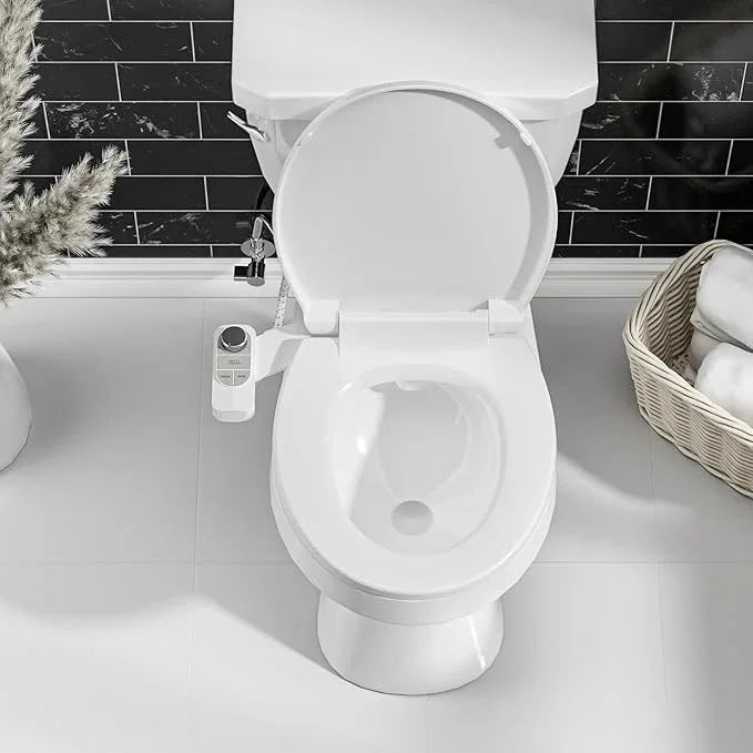 SAMODRA Non-Electric Bidet - Self Cleaning Dual Nozzle (Frontal and Rear Wash) Fresh Water Bidet Toilet Seat Attachment with Independent Adjustable Water Pressure (Pebble Gray) - ModernBath