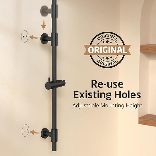 KES 30-Inch Matte Black Shower Slide Bar with Adjustable Handheld Shower Head Holder for Bathroom Wall Mount 18/8 Stainless Steel, F209S78-BK