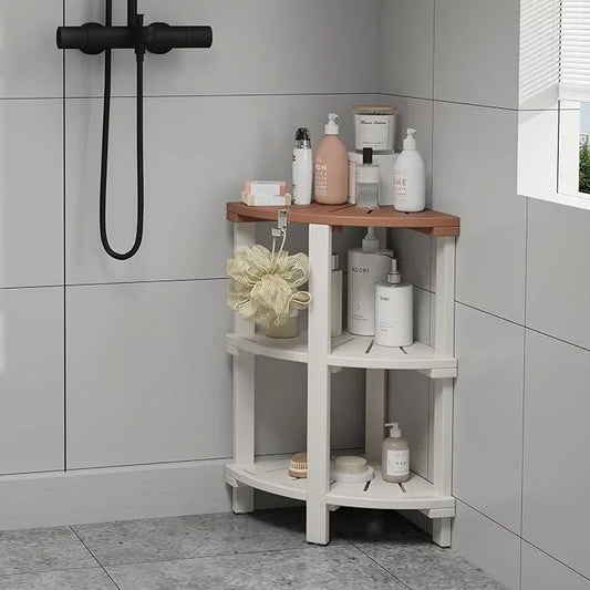 Shower Bench, Corner Shower Stool for Inside Shower and Shaving Legs, Waterproof HDPE Shower Chair Seat with Storage Shelf for Bathroom Non-Slip - ModernBath