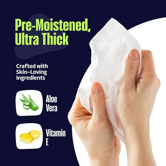 Adult Wipes for Elderly 4 Pack - Extra Large Extra Thick No-Rinse Bathing Wet Wipes for Adults - Incontinence Shower Alternative Disposable Washcloths - Fragrance-Free XXL