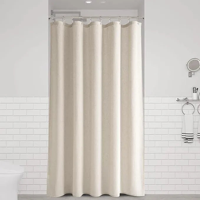 Naturoom Light Tan Linen Shower Curtain, Cloth Textured Fabric Shower Curtain Set with Hooks, Simple Elegant Modern Farmhouse Country Ultra Thick Bath Curtains for Bathroom,Water Repellent,54x78 - ModernBath
