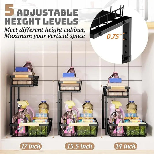 Under Sink Organizer and Storage, Slide Out Under Cabinet Storage Pull Out Sink Shelf Cabinet Storage Shelves, Undersink Organizers for Kitchen Bathroom Cabinet - ModernBath