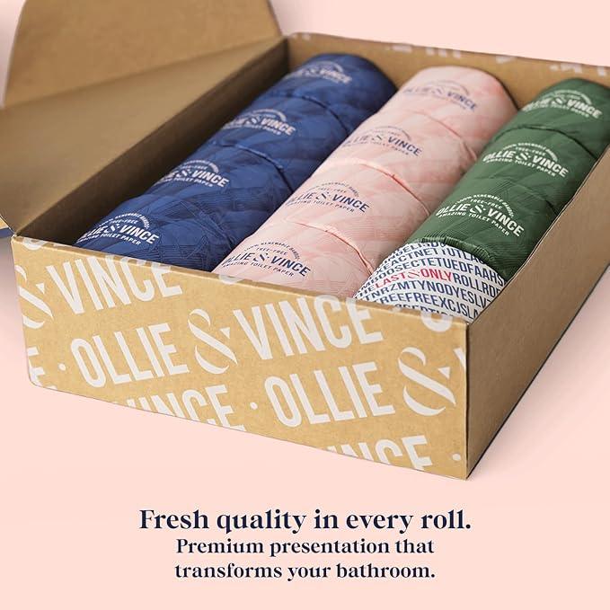 Ollie & Vince Bamboo Toilet Paper | Sustainable, Eco-Friendly, Plastic-Free & Tree-Free, Organic | 12 Rolls, 3-Ply, Soft, Strong & Septic Safe, Unscented | Premium Bathroom Tissue - ModernBath