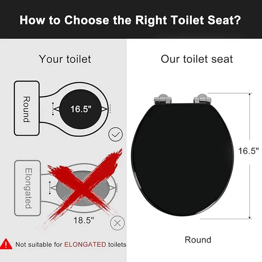 Angel Shield Toilet Seat with Zinc Alloy Hinges Quiet-Close Quick-Release Wood Molded UV Lid Easy Clean(Round,Black) - ModernBath