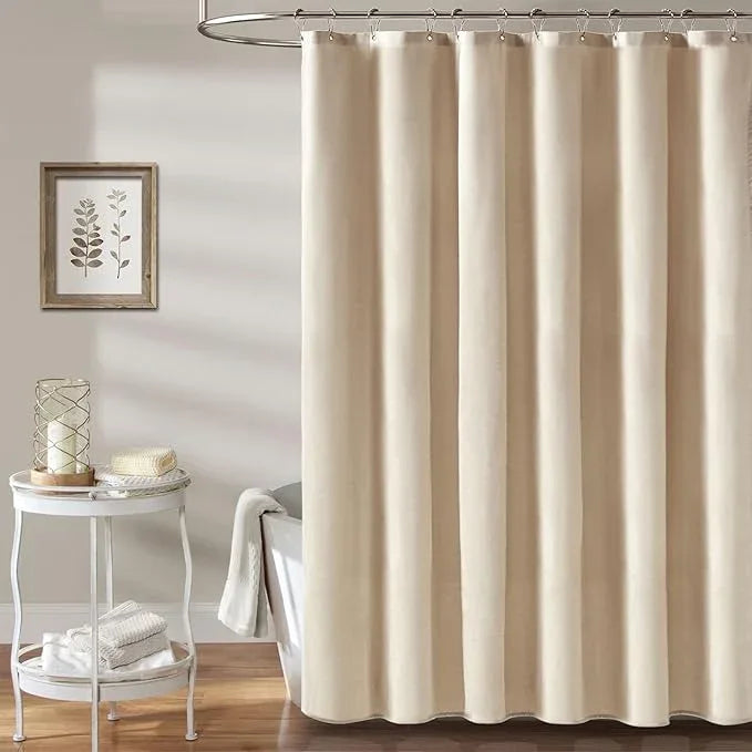 BTTN Extra Long Fabric Shower Curtain, 96 Inch Linen Textured Heavy Duty Cloth Shower Curtain Set with 12 Plastic Hooks, Large Hotel Luxury Polyester Shower Curtains for Bathroom(72"x96", Beige/Cream) - ModernBath