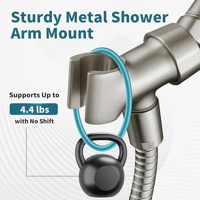 BRIGHT SHOWERS All Metal Handheld Shower Head Holder, Adjustable Shower Arm Mount with 360 Degree Rotatable Brass Ball Joint and Hose Connector, Universal Wall Hook Bracket, Brushed Nickel - ModernBath