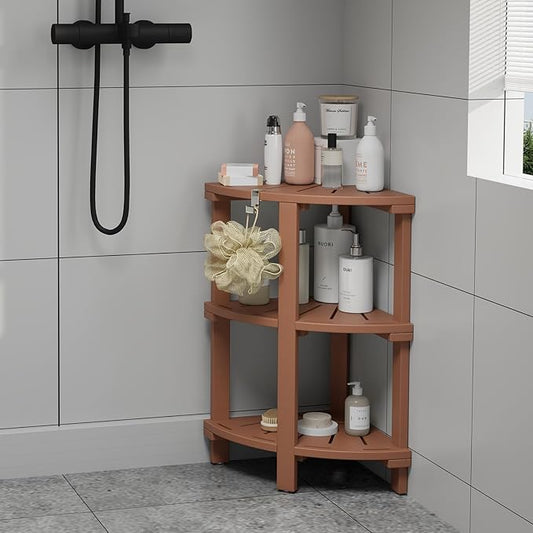 Shower Bench, Corner Shower Stool with Storage Shelf, Non-Slip Shaving Seat for Bathroom