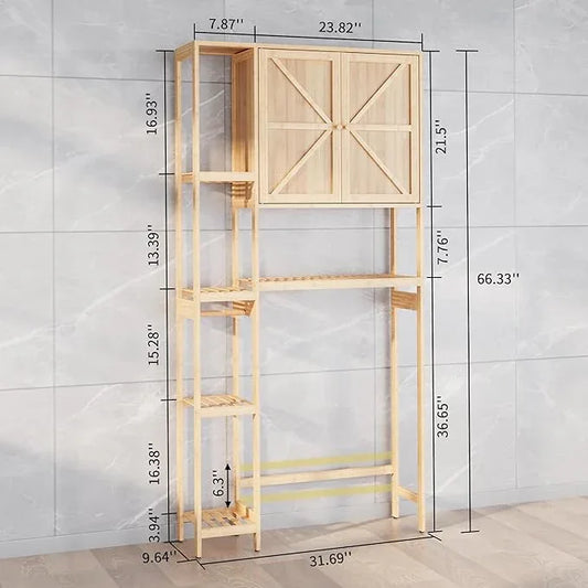 Bamboo Over The Toilet Storage, Above Toilet Organizer Storage Shelf Stand, Tall Freestanding Behind Toilet Rack, Tiered Bathroom Space Saver Shelving, Easy Assembly (Natural) - ModernBath