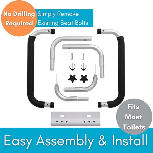 BIRDROCK HOME Toilet Seat Safety Rail for Seniors | Handrail Support Safety Frame for Bathroom | Easy Install - Elderly, Handicap, Bariatrics, Medical Disabled | Raised, Elevated, Assistance, Commode