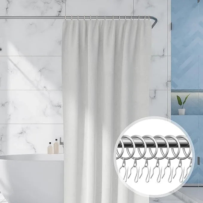 Hotop 30 Pcs Metal Drapery Curtain Rings 0.98/1.26/1.65 inch Interior Diameter and 30 Pcs Hanging Curtain Drapery Pin Hooks for Window Door Shower(Matte Silver,42mm) - ModernBath
