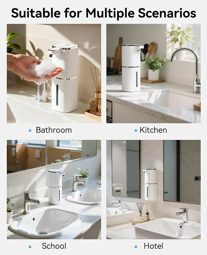 Luxspire Automatic Foaming Soap Dispenser, Touchless Foam Soap Dispenser, Rechargeabled 9 Adjustable Levels & IPX5 Waterproof Wall Mounted 420ml Soap Container for Bathroom, Kitchen and Hotel, White - ModernBath