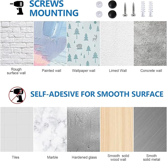 Toilet Paper Holder- Wall Toilet Paper Holder with Phone Shelf Storage Paper Roll Tissue Holder Dispenser Mounted Black Adhesive Paper Holders with Shelf Organizer for Bathroom