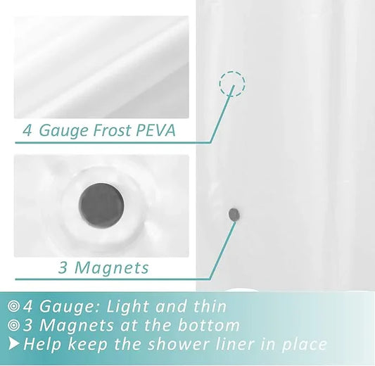 Mrs Awesome Extra Long Shower Curtain Liner with 3 Magnets, Long Frosted PEVA Plastic Shower Curtain for Bathroom Lightweight & Waterproof, 72 x 84, Frost - ModernBath