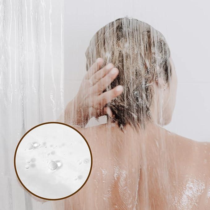 Barossa Design Plastic Shower Liner Clear - Premium PEVA Shower Curtain Liner with Rustproof Grommets and 3 Magnets, Waterproof Cute Lightweight Standard Size Bathroom Curtains - Clear - ModernBath