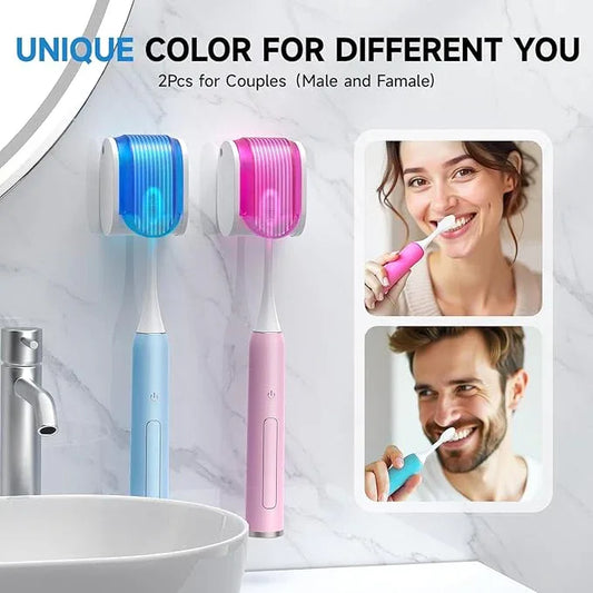 Toothbrush Holders for Bathrooms【Upgrade Single Slot Design】 Toothbrush Holder Wall Mounted with Cover Moisture-Proof and Dust-Proof Toothbrush Storage Organizer for Shower Family and Travel 2PCS - ModernBath