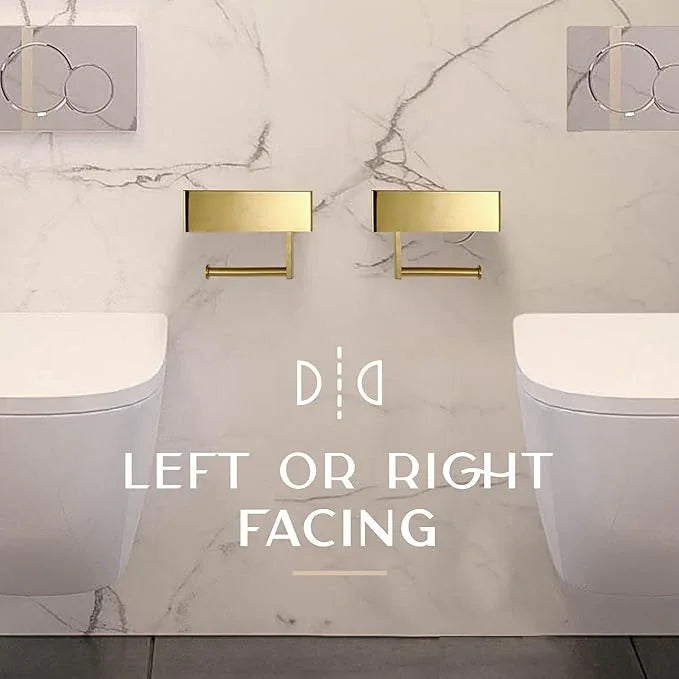 Day Moon™ Brushed Gold Toilet Paper Holder with Shelf, Wipe Holder for Bathroom Flushable Wipes Dispenser, Toilet Paper and Wipes Holder, Toilet Paper Holder with Storage - ModernBath