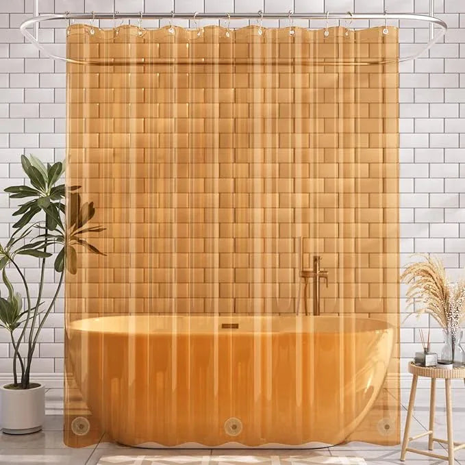 AmazerBath Shower Curtain Liner, 72x72 Transparent Orange Shower Liner, Lightweight Plastic Shower Curtain Liners, Cute Waterproof Shower Liner for Bathroom with 3 Magnets and 12 Grommet Holes - ModernBath