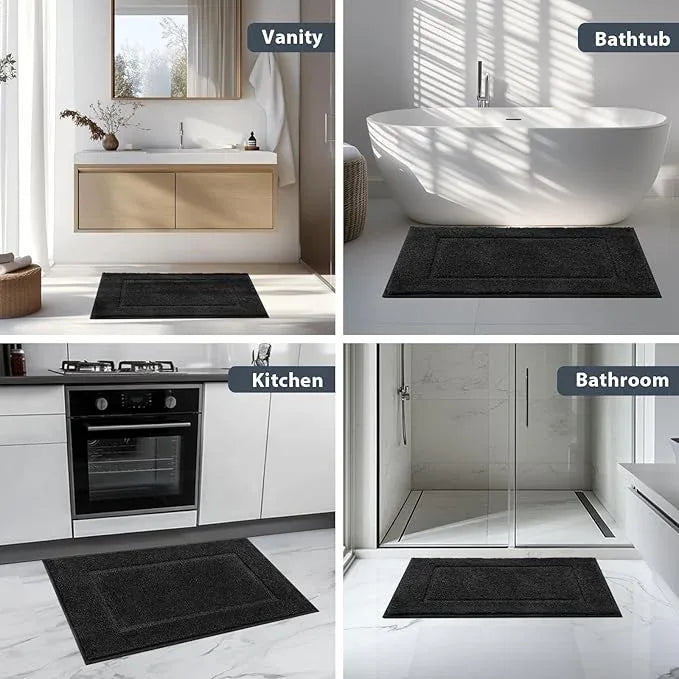 anllugs Bathroom Rugs 30" x 46", Non-Slip Extra Soft Absorbent Bath Rugs, Machine Washable Quick Dry Bath Mats for Bathroom Floor, Shower, Bathtub and Sink, Black - ModernBath