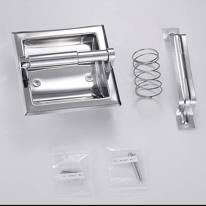 Smack Polished Chrome Recessed Toilet Paper Holder, Bathroom Wall Mount Recessed Toilet Tissue Roll Paper Holder Include Rear Mounting Bracket - ModernBath