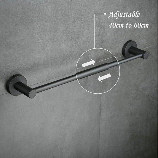 Adjustable Retractable Towel Bar 16”to 26”, SHUNLI Black Bathroom Towel Rack Bath Hand Towel Holder Flexible, Wall Mounted/SUS304 Stainless Steel - ModernBath