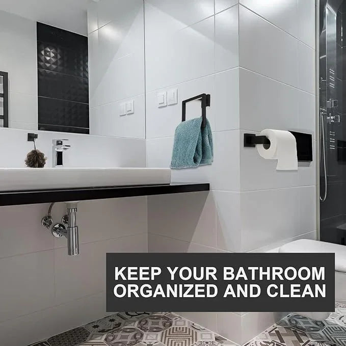 Gisafai 20 Pcs Black Bathroom Hardware Accessories Set 23.6 Inch Bath Towel Bar Kit Stainless Steel Bathroom Hardware Set Towel Racks Ring Robe Hooks Paper Holder for Wall Mounted - ModernBath