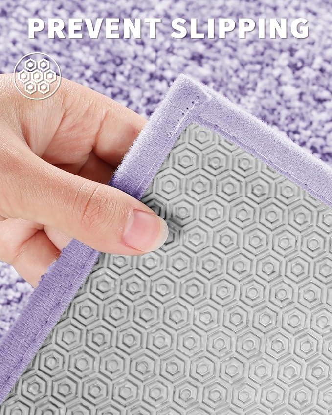 Yimobra Long Bathroom Rug Non Slip Washable, Soft Absorbent Microfiber Bath Mat, Dual-Tone Decor Rug with Rubber Backing for Bathroom Floor Tub and Shower,44x24,Home Essentials,Purple and White - ModernBath