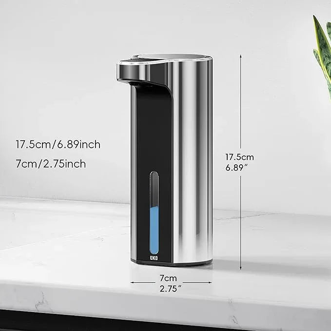 EKO Aroma 9 fl oz Automatic Liquid Soap Dispenser, Rechargeable & Water-Resistant for Kitchen and Bathroom with Adjustable Soap Dispensing Volume Control (Chrome Metallic) - ModernBath