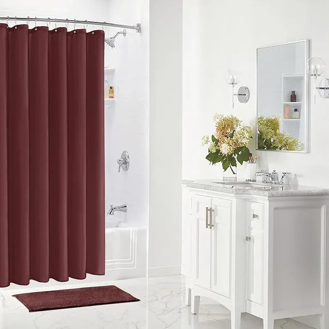 Gibelle Extra Long Shower Curtain Liner 72 x 84 Inches, Burgundy Red Shower Curtain Liner, Washable Waterproof Fabric Bathroom Shower Curtain - ModernBath