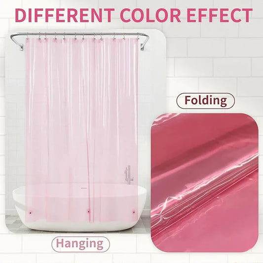 Barossa Design Clear Pink Long Shower Curtain Liner 78" Height - 3 Magnets & Waterproof Lightweight PEVA Shower Liner for Bath Tub, PVC Free, Metal Grommets, Clear Pink, 72x78 - ModernBath