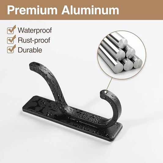 pickpiff Adhesive Wall Coat Hooks - Heavy Duty Stick-On Door Hanger, Metal Hook for Hanging Towel,Purse, Robe, Backpack, Jacket, Clothes - for Bathroom,Dorm, Closet, Kitchen - Black, 10 Pack - ModernBath