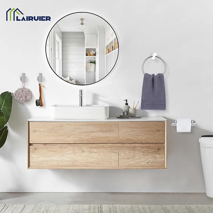 Polished Chrome Bathroom Hardware Set, 4-Piece Towel Holder Set Include Double Bases Toilet Paper Holder,Towel Ring and 2 Towel Hooks Stainless Steel Wall Mounted Bathroom Hardware Accessories Set - ModernBath