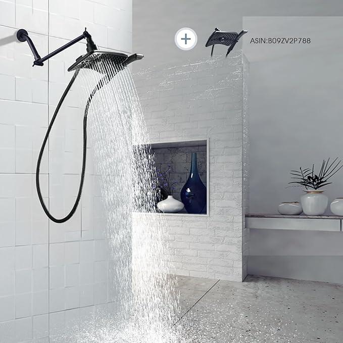 BRIGHT SHOWERS Brass Shower Head Extension Arm for Rain and Handheld Shower Head, 10 Inch Universal Shower Arm Extender, Height & Angle Adjustable, Oil-Rubbed Bronze - ModernBath