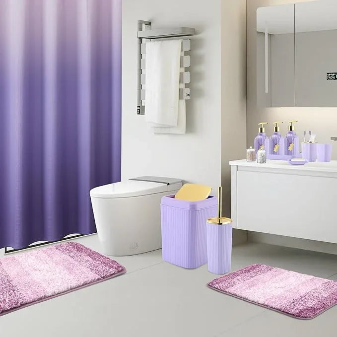 WSBArt 32PCS Bathroom Set Bathroom Sets with Shower Curtain and Rugs Purple Bathroom Accessories,Shower Curtain Set,Bathroom Rug Set with Bathroom Trash Can - ModernBath