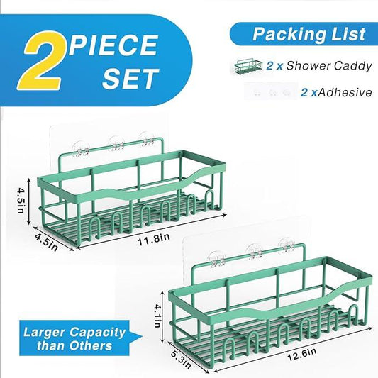 EUDELE Shower Caddy 2 Pack, Adhesive Shower Organizer for Home Decor & Kitchen Storage, No Drilling, Rustproof Stainless Steel Bathroom Shelf Organizer - ModernBath