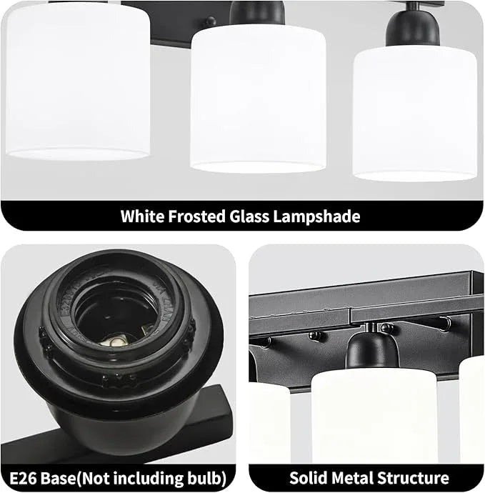 10 Light Black Vanity Lights for Giant Mirror, Bathroom Vanity Lights Over Mirror with Milky White Frosted Glass Shades,65 inch Bathroom Light Fixture for Mirrors, E26 - ModernBath