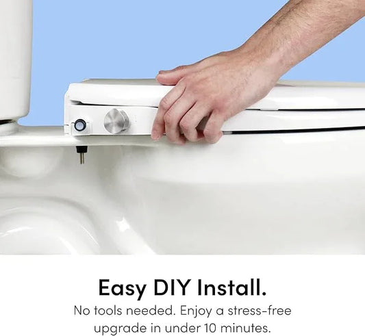TUSHY Wave Non-Electric Bidet Toilet Seat | Sleek Elongated Design, Quick-Release for Easy Cleaning | DuoFlow Front & Rear Wash, Soft-Close Lid, Comfy Seat, 10-Min DIY Install, Platinum Knob - ModernBath
