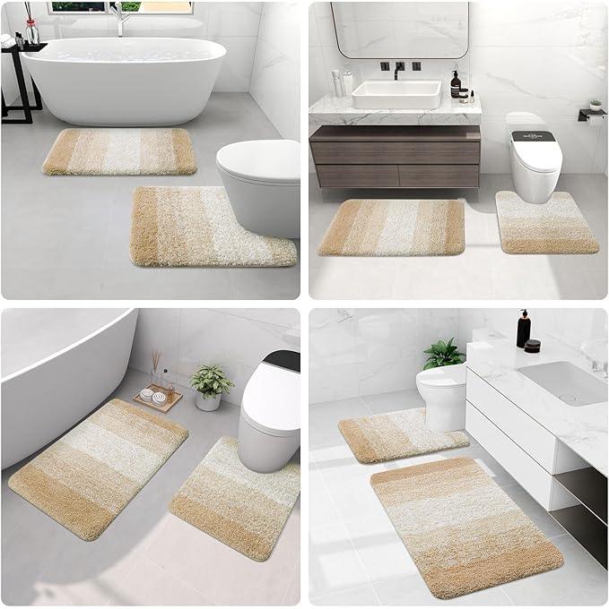 Arotive Microfiber Bathroom Rugs, Shaggy Soft and Absorbent Bath Rug, Non-Slip, Thick Plush Machine Washable Dry Bath Mats for Bathroom, Tub and Shower, 70x24, Camel, Rectangular - ModernBath