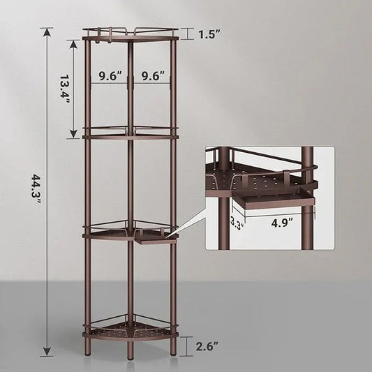 ELYKEN Corner Shower Caddy Standing, 4 Tier Rustproof Metal Shower Organizer with Soap Holder, Floor Shower Corner Shelf Rack Storage Stands with Adjustable Feet & 2 Hooks for Bathroom, Bronze - ModernBath