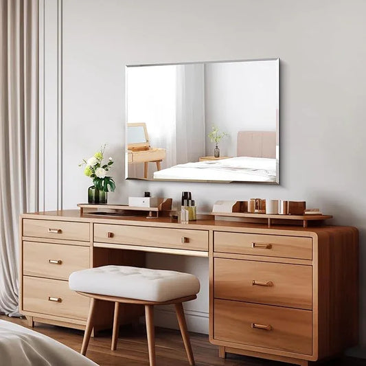 CILIBER Beveled Mirror, 24x30 Frameless Beveled Bathroom Mirrors for Wall, Upgraded Shatterproof Rectangle Vanity Mirror with Beveled Edge for Bathroom, Bedroom, Living Room and Entryway - ModernBath