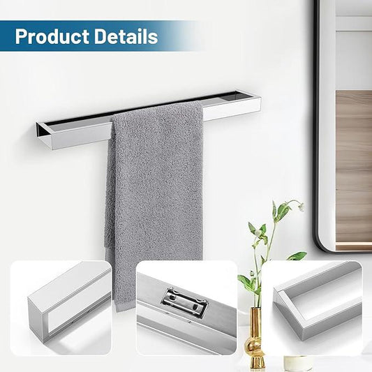 TNOMS Single Towel Bar Towel Holder Bathroom Hardware Accessories,Stainless Steel Wall-Mounted Towel Rack Towel Rail,16 Inches Polished Chrome - ModernBath