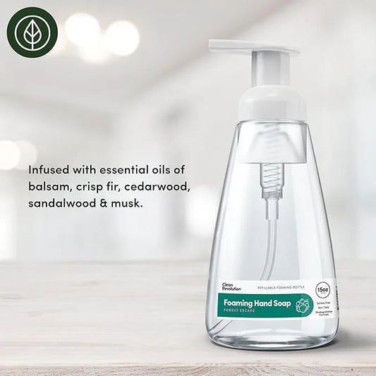Clean Revolution Foaming Hand Soap | Gentle, Moisturizing | Ready To Use | Real Essential Oils | Forest Escape | 15.25 Fl Oz - Made in USA - ModernBath