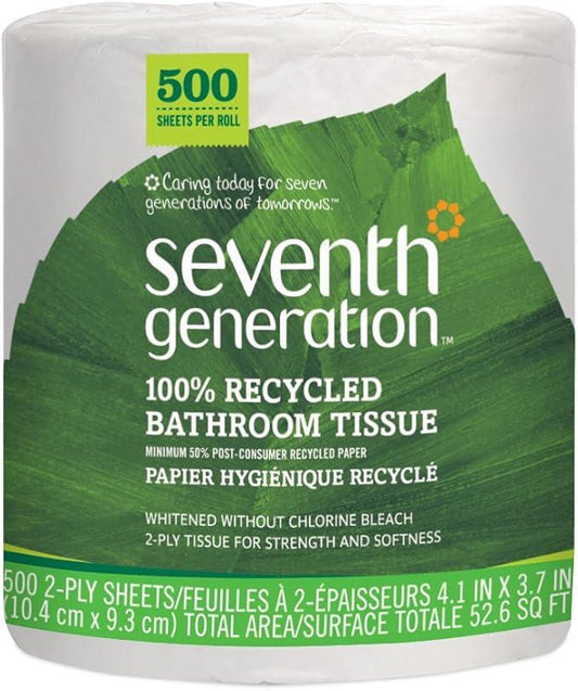 Seventh Generation White Toilet Paper 2-ply 100% Recycled Paper, 500 sheets, Pack of 60 - ModernBath