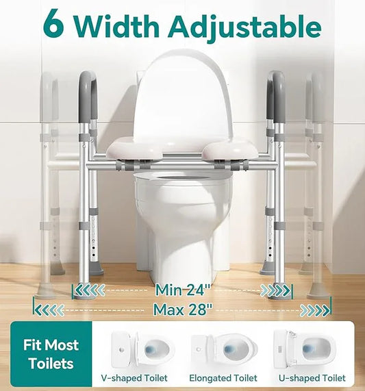 Soundfuse Toilet Seat Risers for Seniors, Raised Toilet Seat with Handles, Adjustable Height & Width, Cozy Padded 400lb Elevated Toilet Seat, Fit Any Toilet - ModernBath