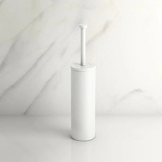 Gatco 1481W Latitude II Toilet Brush Holder, Freestanding Bathroom Toilet Brush Set, Matte White - ModernBath