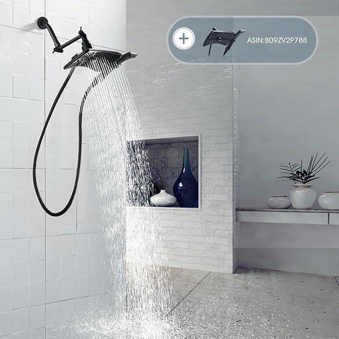 BRIGHT SHOWERS Brass Shower Arm Extender for Rain and Handheld Shower Head, 5 Inch Universal Shower Head Extension Arm, Height & Angle Adjustable, Oil-Rubbed Bronze - ModernBath