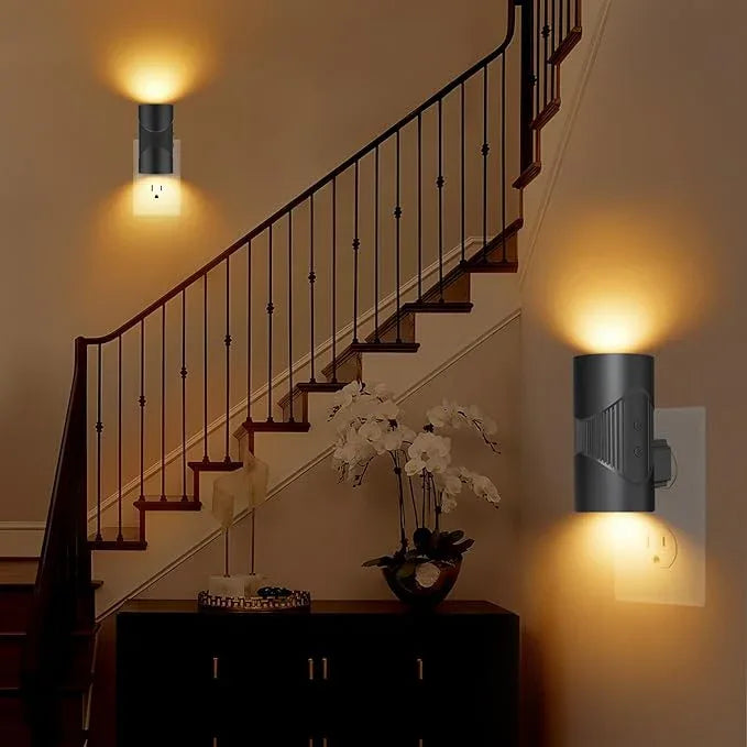 easuntec Night Lights Plug into Wall, Plug in Night Light, Night Light, Dusk to Dawn Light Sensor, 3 Light Modes, Dimmable Night Lights for Bedroom Bathroom Hallway Kitchen Stairs (Black, 2 Pack) - ModernBath
