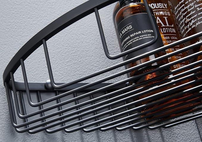 Segistan Bathroom Corner Shower Caddy Organizer, Corner-Hollow Design, SUS304 Stainless Steel Heavy Duty Rust-Proof Bathroom Shelf Organizer Holder, Wall Mounted Storage Rack, Matte Black - ModernBath