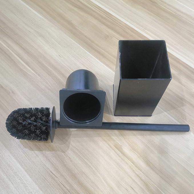 Freestanding Toilet Brush Holder for bathrooms 304 Stainless Steel Toilet Brush Stand Square Storage and Organization Rust Resistant 17-inch high Matte Black Finished - ModernBath