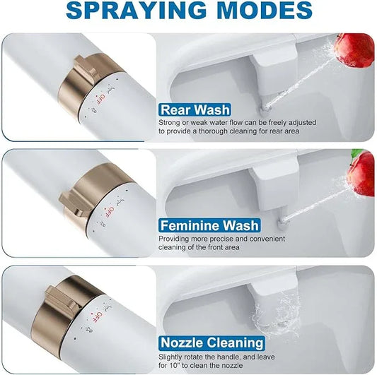 Toilet Bidet Attachment Non-Electric Dual Nozzle – Self-Cleaning Frontal & Rear Wash, Adjustable Water Pressure, Fresh Cold Water Sprayer, Ultra-Slim Easy to Install, Toilet Seat Attachment, Rose Gold - ModernBath